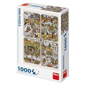 Dino (53251) - Josef Lada: "Year's Seasons" - 1000 Teile Puzzle