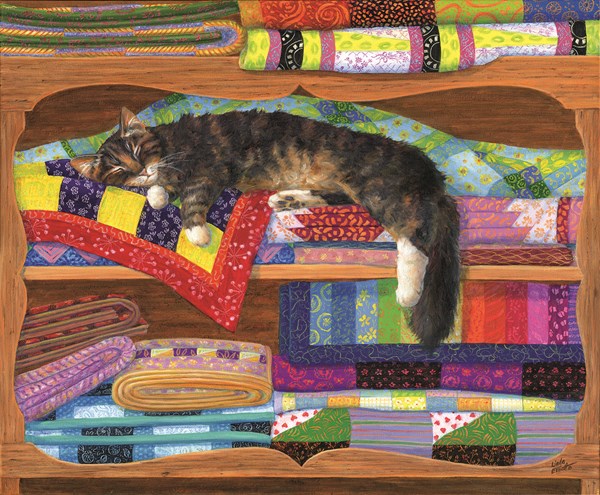 SunsOut (31649) - Linda Elliott: "Quilt Cupboard" - 1000 Teile Puzzle