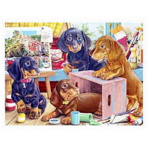 Pintoo (h2087) - "Puppies in the Studio" - 1200 Teile Puzzle