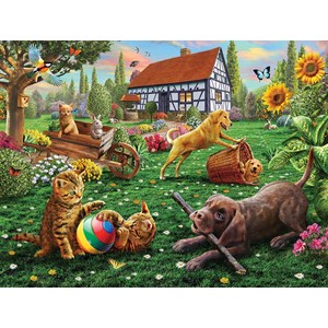 SunsOut (51836) - Adrian Chesterman: "Dogs and Cats at Play" - 500 Teile Puzzle