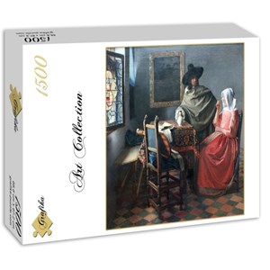 Grafika (00148) - Johannes Vermeer: "The Glass of Wine, 1658-1660" - 1500 Teile Puzzle