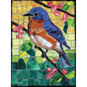 SunsOut (70716) - Cynthie Fisher: "Stained Glass Bluebird" - 1000 Teile Puzzle