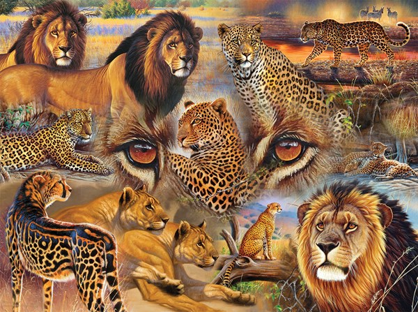 SunsOut (70934) - Janet Stever: "Big Cats of the Plains" - 500 Teile Puzzle