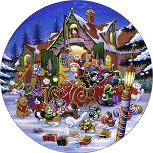 SunsOut (15534) - Randal Spangler: "Here Comes Santa Paws Road" - 500 Teile Puzzle