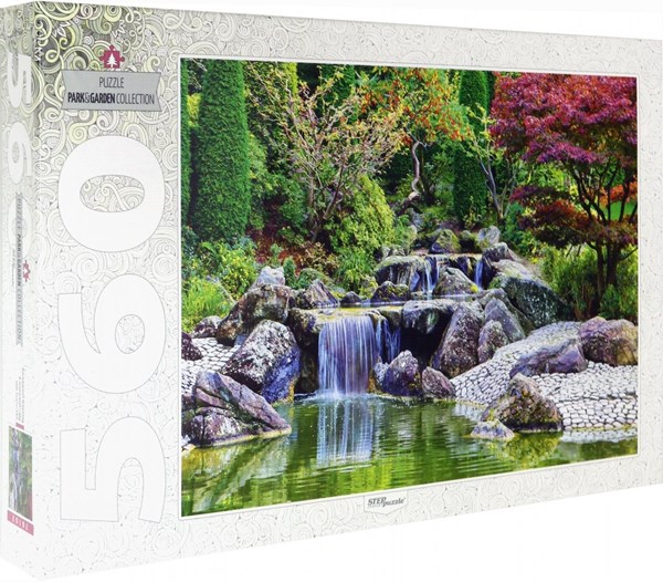 Step Puzzle (78103) - "Wasserfall am japanischen Garten, Bonn, Deutschland" - 560 Teile Puzzle