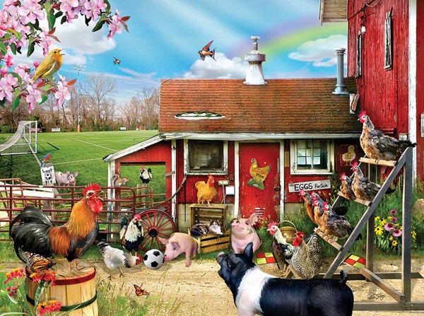 SunsOut (35068) - Lori Schory: "Barnyard Soccer" - 300 Teile Puzzle