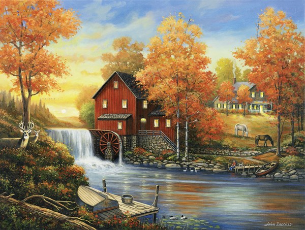 SunsOut (62118) - John Zaccheo: "Sunset at the Old Mill" - 300 Teile Puzzle