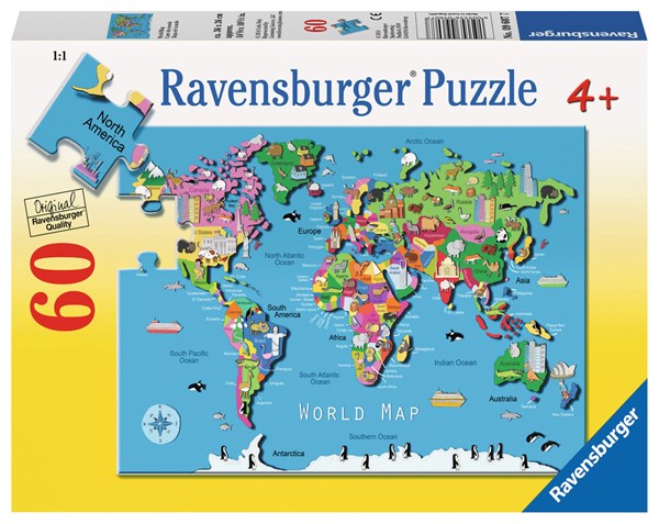 Ravensburger (09607) - "World Map" - 60 Teile Puzzle