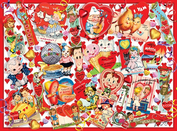 SunsOut (35147) - Lori Schory: "Valentine Card Collage" - 300 Teile Puzzle