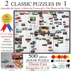 SunsOut (10166) - Irv Brechner: "Puzzle Combo, Classic Cars" - 500 Teile Puzzle