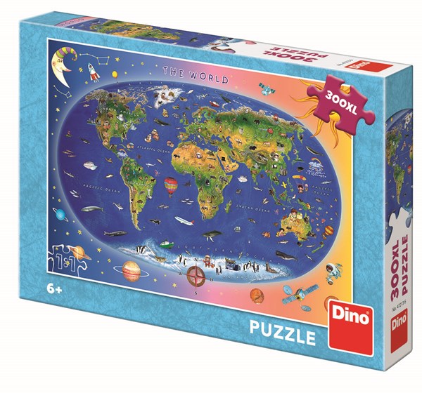 Dino (47213) - "Weltkarte (auf Englisch)" - 300 Teile Puzzle