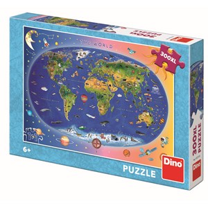 Dino (47213) - "Weltkarte (auf Englisch)" - 300 Teile Puzzle