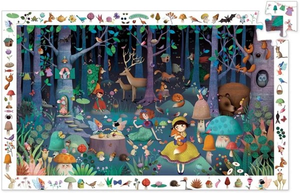 Djeco (07504) - "Observation Puzzle, Enchanted Forest" - 100 Teile Puzzle