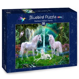 Bluebird Puzzle (70386) - Jan Patrik Krasny: "Rainbow Unicorn Family" - 260 Teile Puzzle