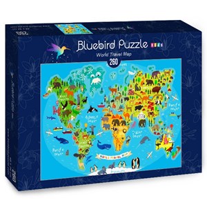 Bluebird Puzzle (70378) - "World Travel Map" - 260 Teile Puzzle