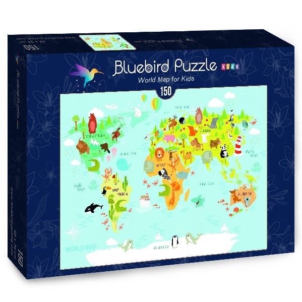Bluebird Puzzle (70357) - Olga Utchenko: "World Map for Kids" - 150 Teile Puzzle