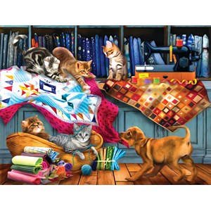 SunsOut (28832) - Tom Wood: "Quilting Room Mischief" - 300 Teile Puzzle