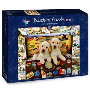 Bluebird Puzzle (70398) - Greg Cuddiford: "Two Travel Puppies" - 100 Teile Puzzle
