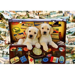 Bluebird Puzzle (70398) - Greg Cuddiford: "Two Travel Puppies" - 100 Teile Puzzle