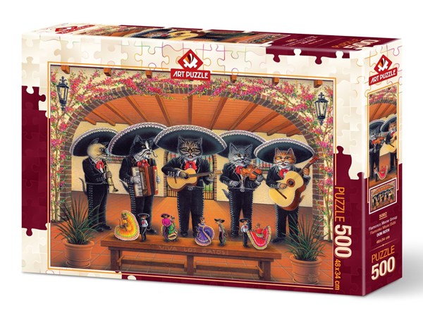 Art Puzzle (5082) - Don Roth: "Flamenco Meow Team" - 500 Teile Puzzle