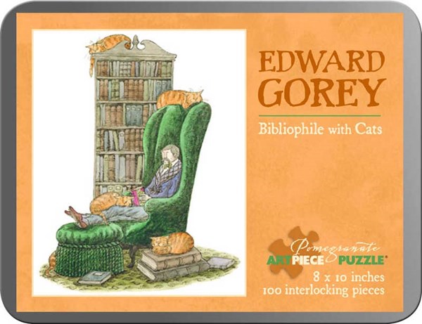 Pomegranate (AA765) - Edward Gorey: "Bibliophiler mit Katzen" - 100 Teile Puzzle