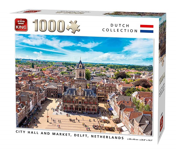 King International (55869) - "City Hall and Market, Delft, Netherlands" - 1000 Teile Puzzle