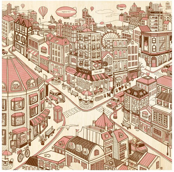 Pintoo (h1788) - "Happiness Town" - 1600 Teile Puzzle