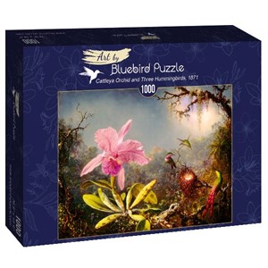 Bluebird Puzzle (60097) - Martin Johnson Heade: "Cattleya Orchid and Three Hummingbirds, 1871" - 1000 Teile Puzzle