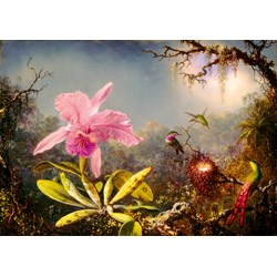 Bluebird Puzzle (60097) - Martin Johnson Heade: "Cattleya Orchid and Three Hummingbirds, 1871" - 1000 Teile Puzzle