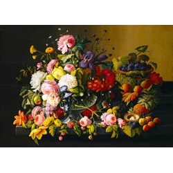 Bluebird Puzzle (60030) - Severin Roesen: "Still Life, Flowers and Fruit, 1855" - 1000 Teile Puzzle