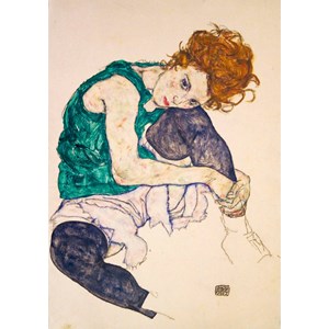 Bluebird Puzzle (60092) - Egon Schiele: "Seated Woman with Legs Drawn Up, 1917" - 1000 Teile Puzzle