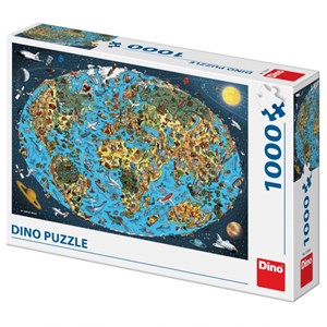 Dino (53281) - "Illustrated World Map" - 1000 Teile Puzzle