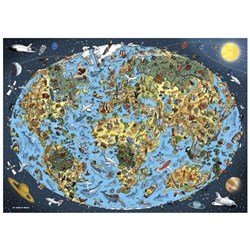 Dino (53281) - "Illustrated World Map" - 1000 Teile Puzzle