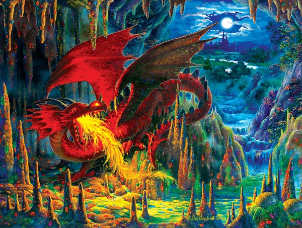 SunsOut (59775) - Liz Goodrick-Dillon: "Fire Dragon of Emerald" - 500 Teile Puzzle