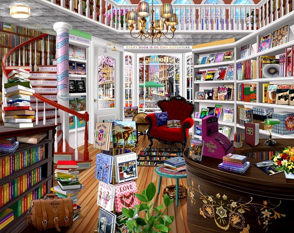 SunsOut (31534) - Bigelow Illustrations: "The Book Shop" - 1000 Teile Puzzle