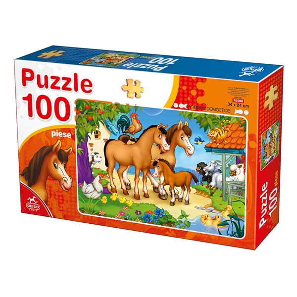 Deico (76588) - "Farm Animals" - 100 Teile Puzzle