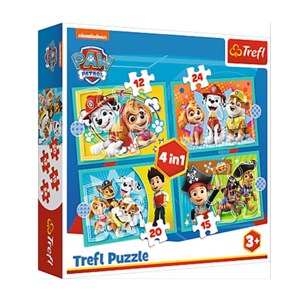 Trefl (34346) - "Happy Paw Patrol Team" - 12 15 20 24 Teile Puzzle