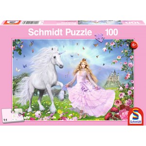 Schmidt Spiele (55565) - "Prinzessin der Einhörner" - 100 Teile Puzzle