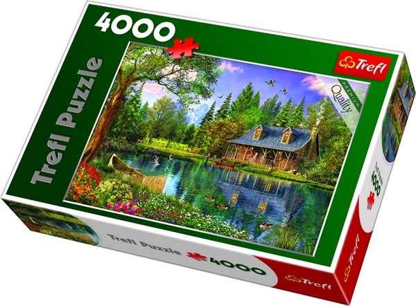 Trefl (450057) - Dominic Davison: "Idyllische Hütte am See" - 4000 Teile Puzzle