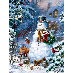 SunsOut (59796) - Liz Goodrick-Dillon: "Winter Cabin Snowman" - 1000 Teile Puzzle