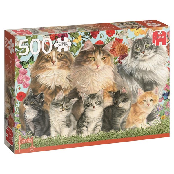 Jumbo (18325) - "Süße Katzenfamilie" - 500 Teile Puzzle
