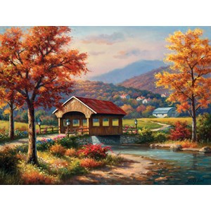 SunsOut (36610) - Sung Kim: "Covered Bridge in Fall" - 500 Teile Puzzle