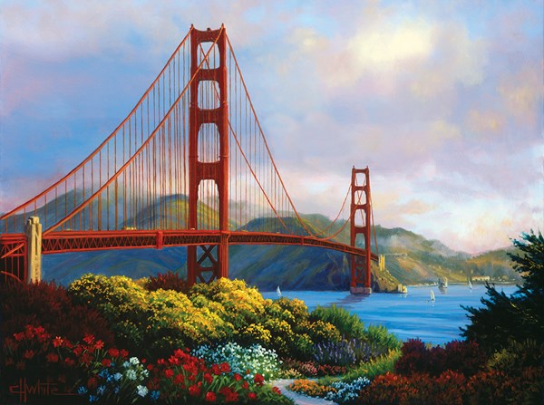 SunsOut (48505) - Charles White: "Golden Gate Brücke am Morgen" - 1000 Teile Puzzle