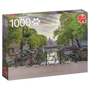 Jumbo (18548) - "Blick auf die Stadtwaage von Amsterdam" - 1000 Teile Puzzle
