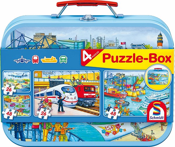 Schmidt Spiele (56508) - "Verkehrsmittel im Metallkoffer" - 26 48 Teile Puzzle