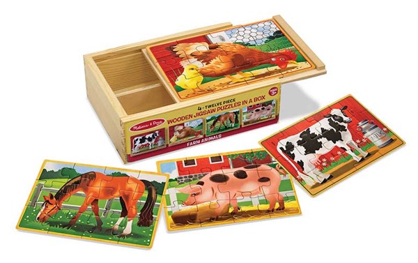 Melissa and Doug (3793) - "Farm Animals Puzzles in a Box" - 12 Teile Puzzle