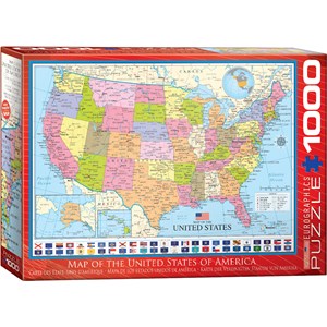 Eurographics (6000-0788) - "Politische Amerika, Karte" - 1000 Teile Puzzle