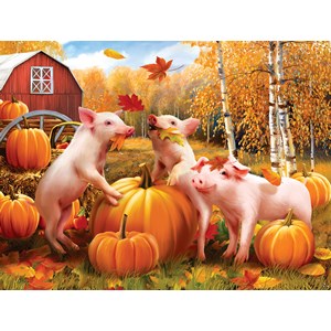 SunsOut (28657) - Tom Wood: "Pigs & Pumpkins" - 300 Teile Puzzle