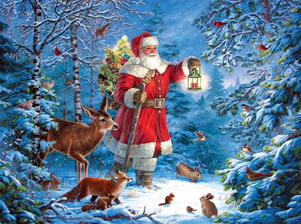 SunsOut (59770) - Liz Goodrick-Dillon: "Santas Besuch im Wald" - 1000 Teile Puzzle