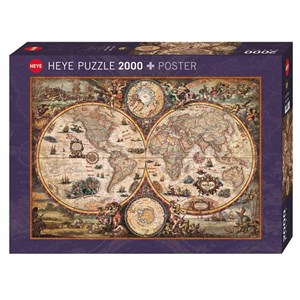 Heye (29666) - Rajko Zigic: "Antike Weltkarte" - 2000 Teile Puzzle